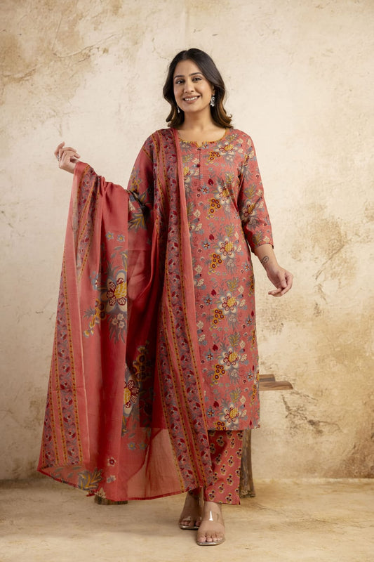Women's  Floral Printed Pure Cotton Suit Set