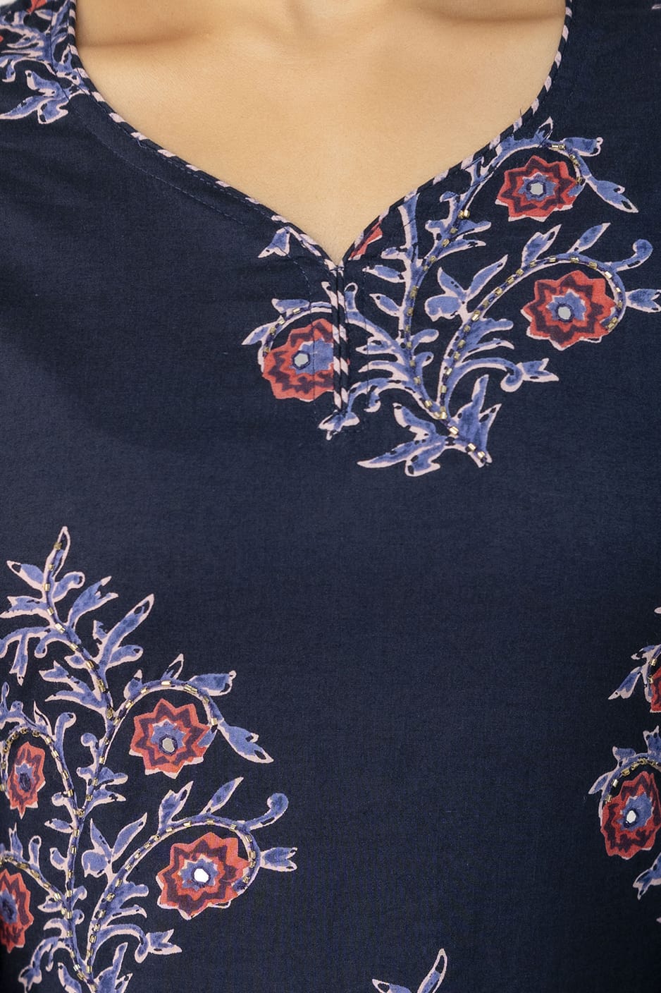 Olive Green Floral Printed Cotton Suit Set with Dupatta