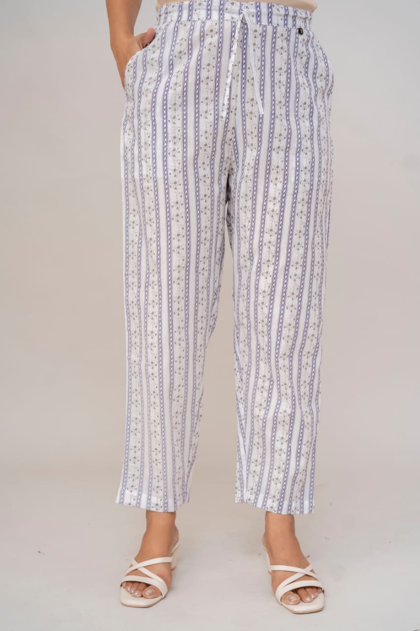 Muted Pink & White Hand-Block Printed Cotton Suit Set with Dupatta