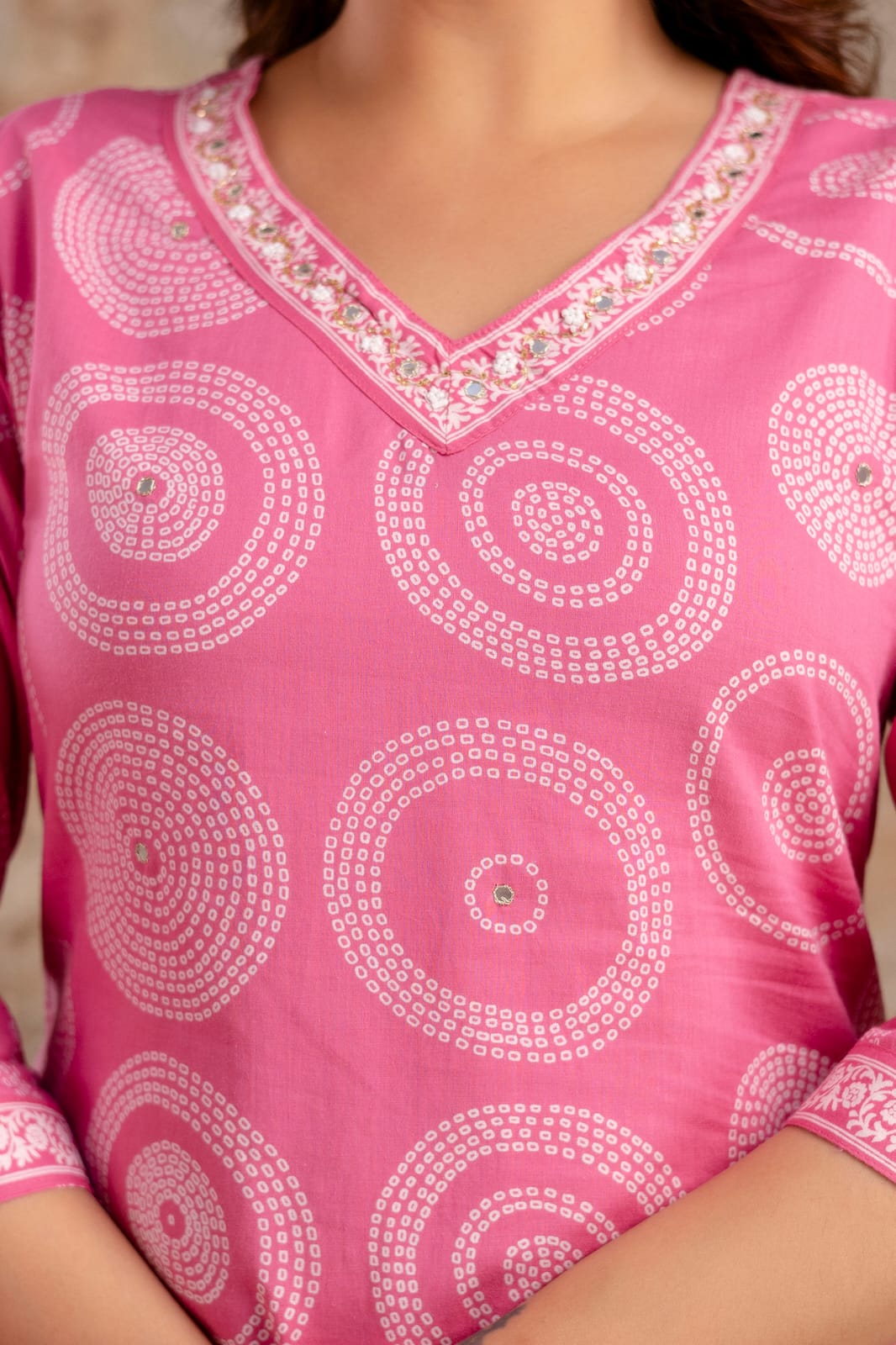 Purple Pure Cotton Suit Set with White Shibori Print