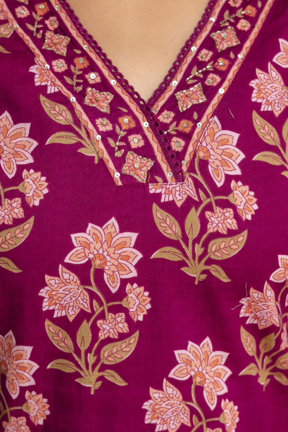 Women's Pink Sanganeri Handblock Cotton Suit Set with Printed Dupatta